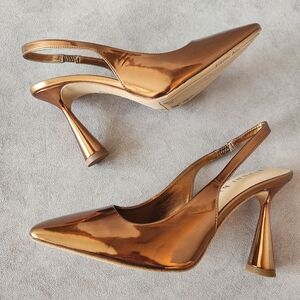 Gianni Bini sling pumps 8.5 bronze metallic mirror Isla sculpted heels new $100